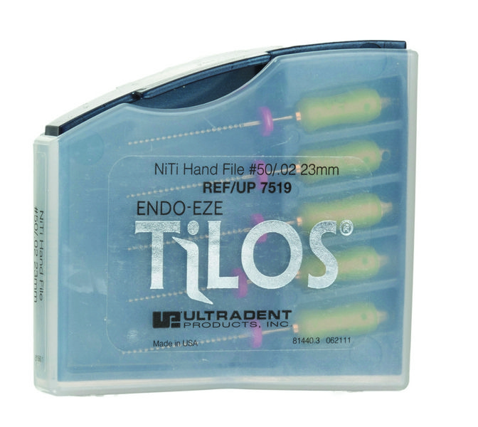 Ручные эндофайлы TiLOS Ni-Ti Hand file, размер 50, L 23мм, для профессиональной подготовки зубных каналов к пломбированию, 5шт (Ultradent)