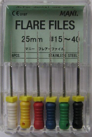 Флеер-файлы ручные конусные Flare files 21мм/05 №25 (6шт) Mani