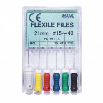 Флексайл-файлы ручные, дрильборы гибкие Flexile files 21мм №35 (6шт) Mani