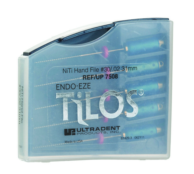 Ручные эндофайлы TiLOS Ni-Ti Hand file, размер 30, L 31мм, для профессиональной подготовки зубных каналов к пломбированию, 5шт (Ultradent)