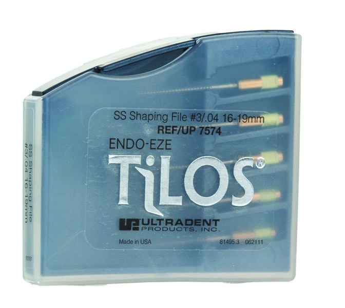 Машинные эндодонтические инструменты TiLOS Shaping file, размер 3, L 16мм, для обработки средних и верхних частей корневого канала 5шт (Ultradent)