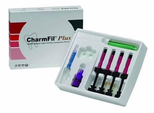 ЧамФил Плюс CharmFil Plus (A2, A3, B2, UO), набор светоотверждаемый универсальный композит 4*4г + бонд 5мл + гель 3мл