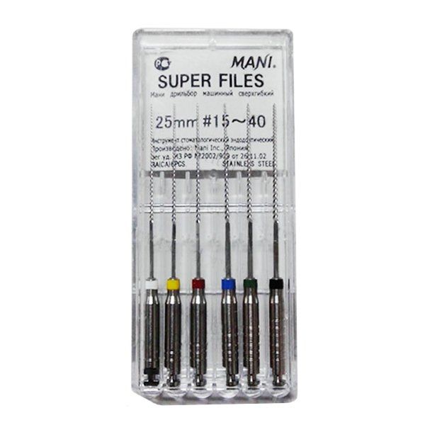 Супер-файлы машинные дрильборы сверхгибкие Super files 21мм №15-40 (6шт) Mani