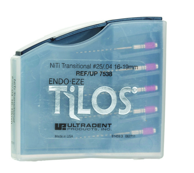 Машинный эндодонтический инструмент TiLOS Ni-Ti Transitional (apical) file, размер 25, L 16мм 4%, для обработки корневого канала, 5шт (Ultradent)