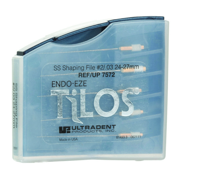 Купить Машинные эндодонтические инструменты TiLOS Shaping file, размер 2, L 24мм, для обработки средних и верхних частей корневого канала 5шт (Ultradent)