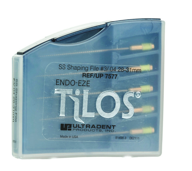 Машинные эндодонтические инструменты TiLOS Shaping file, размер 3, L 28мм, для обработки средних и верхних частей корневого канала 5шт (Ultradent)