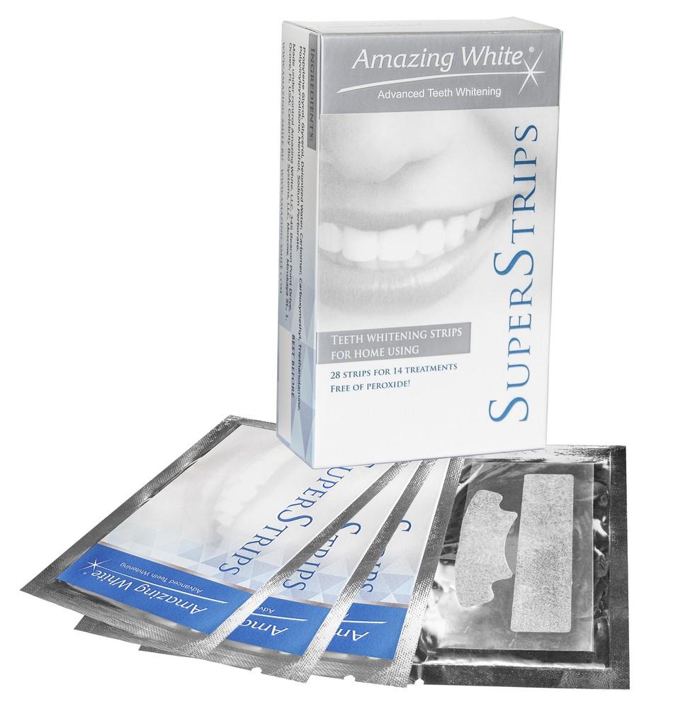 Полоски SuperStrips для отбеливания зубов чувствительных зубов (безпероксидные) (Amazing White)