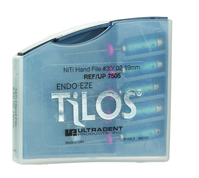 Ручные эндофайлы TiLOS Ni-Ti Hand file, размер 30, L 19мм, для профессиональной подготовки зубных каналов к пломбированию, 5шт (Ultradent)