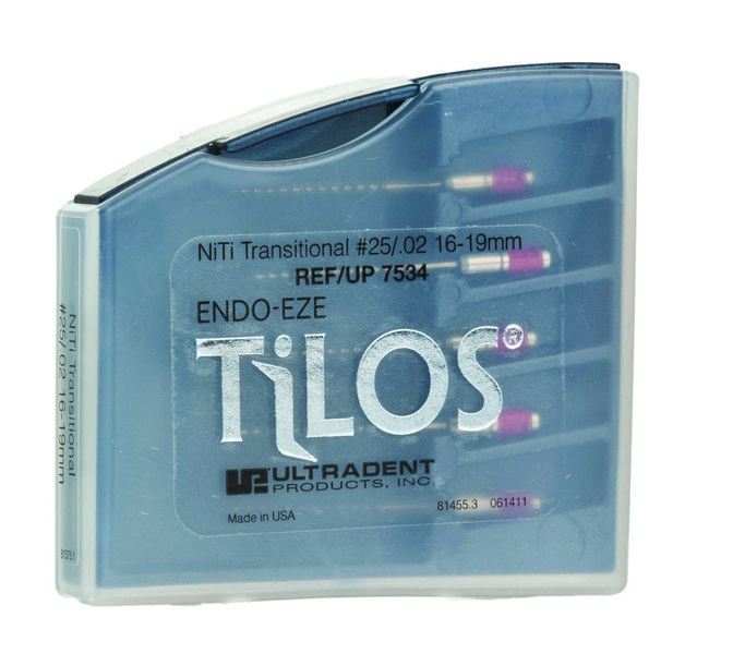 Машинный эндодонтический инструмент TiLOS Ni-Ti Transitional (apical) file, размер 25, L 16мм 2%, для обработки корневого канала, 5шт (Ultradent)