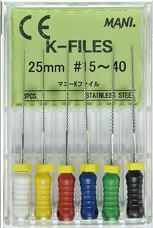 К-файлы ручные дрильборы K files 25мм №15-40 (6шт) Mani