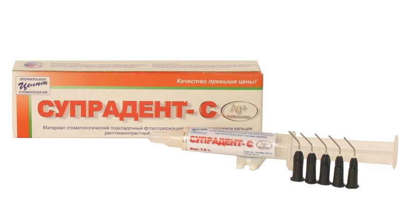 Супрадент-С подкладочный материал при лечении глубокого кариеса паста шприц 7г (Целит)