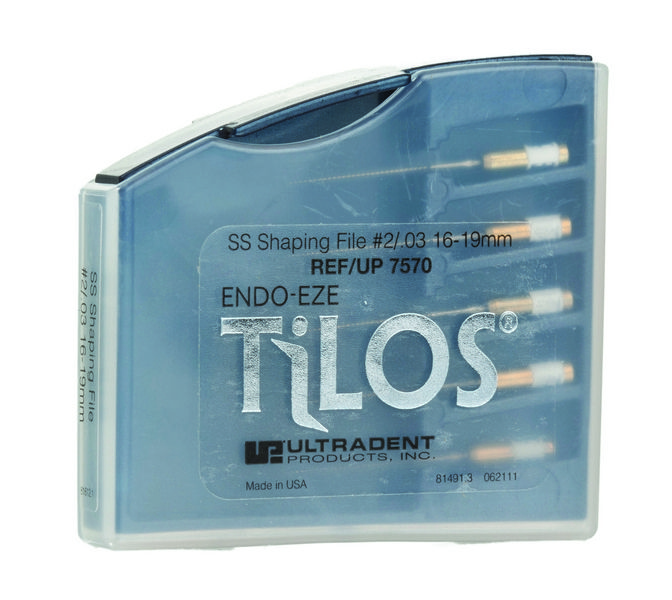 Купить Машинные эндодонтические инструменты TiLOS Shaping file, размер 2, L 16мм, для обработки средних и верхних частей корневого канала 5шт (Ultradent)