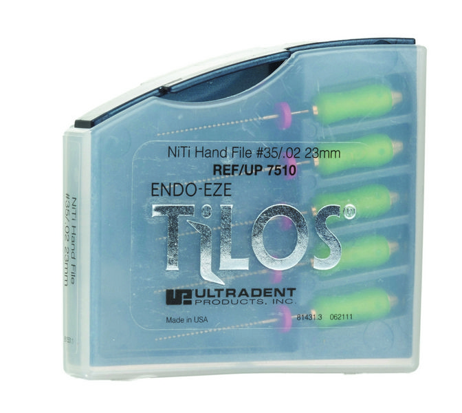 Ручные эндофайлы TiLOS Ni-Ti Hand file, размер 35, L 23мм, для профессиональной подготовки зубных каналов к пломбированию, 5шт (Ultradent)