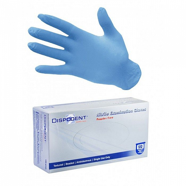 Купить Перчатки нитриловые M, текстурированные, неопудренные (100 шт) Dispodent