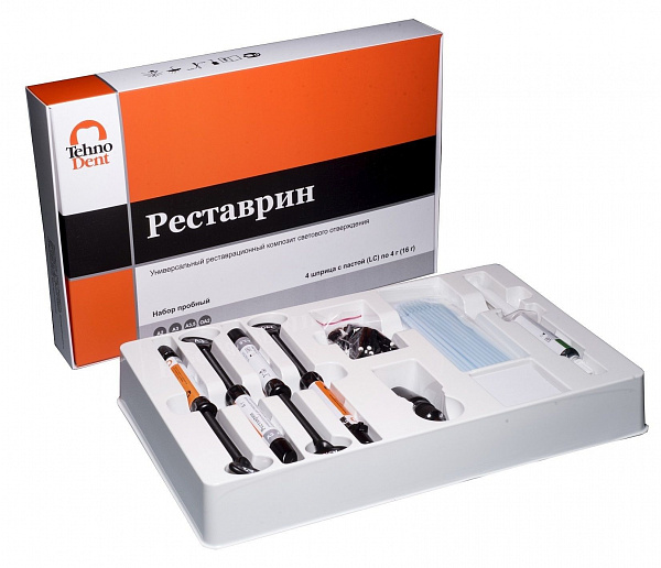 Купить Реставрин набор пробный (4 шприца) паста, адгезив, гель для травления. (ТехноДент)