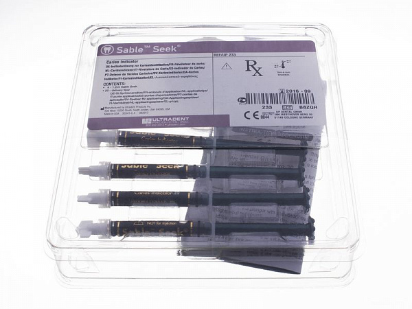 Купить Индикатор кариеса Сэйбл Sable Seek refill, зеленый, 4*1,2мл без насадок (Ultradent)