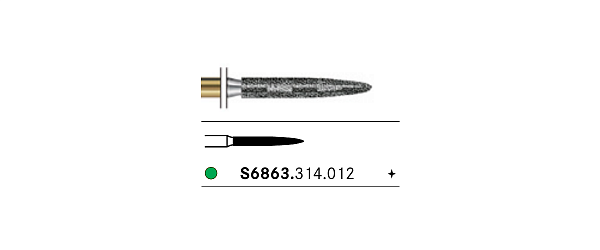Купить Бор алмазный S6863.314.012, 1шт (Komet Dental)