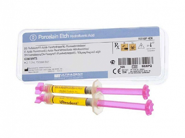 Купить Порцелайн Porcelain Etch гель для протравления фарфора 2*1,2мл (Ultradent)