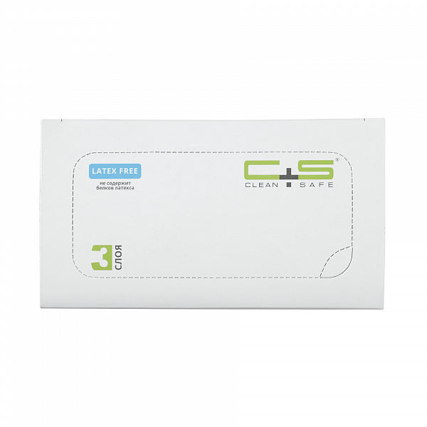 Купить Маски медицинские лицевые трехслойные голубые 50шт (Clean+Safe)
