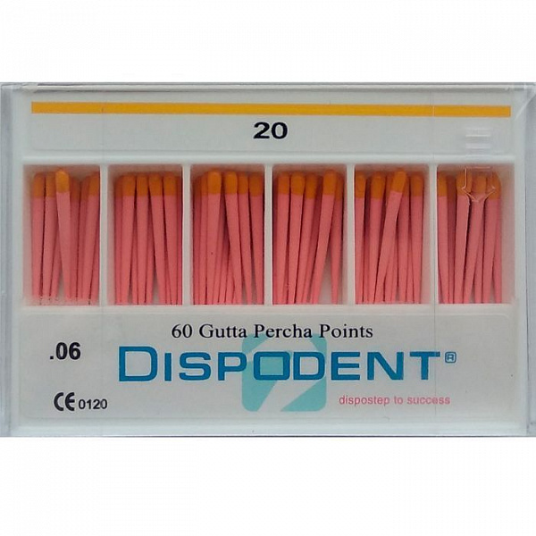 Купить Штифты гуттаперчивые 06 №20 (60шт) Dispodent