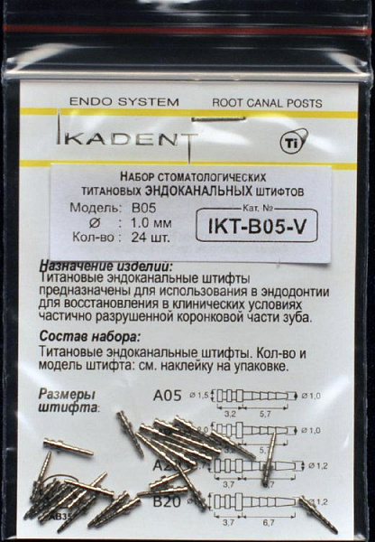 Купить Штифты титановые эндоканальные 24шт B05 IKADENT
