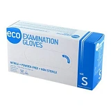 Перчатки ECO, смотровые S, нитриловые голубые 100пар (Heliomed)
