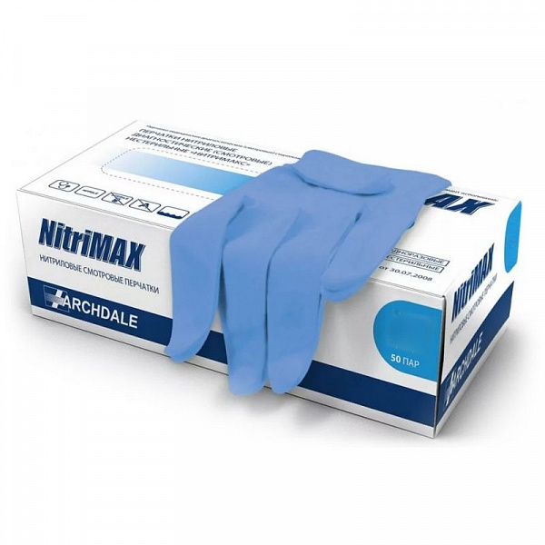 Купить Перчатки NitriMax нитриловые неопудренные нестерильные L 100шт (Archdale)