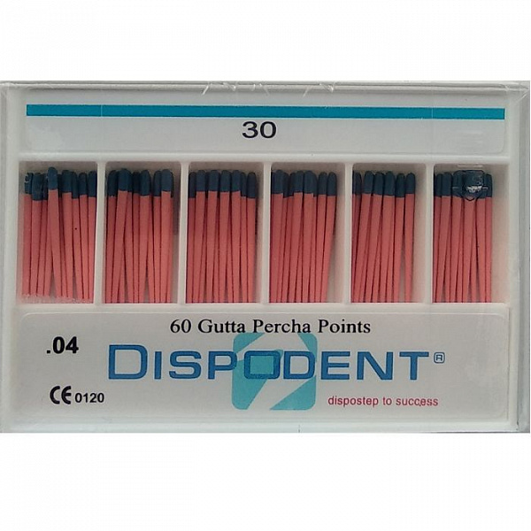 Купить Штифты гуттаперчивые 04 №30 (60шт) Dispodent