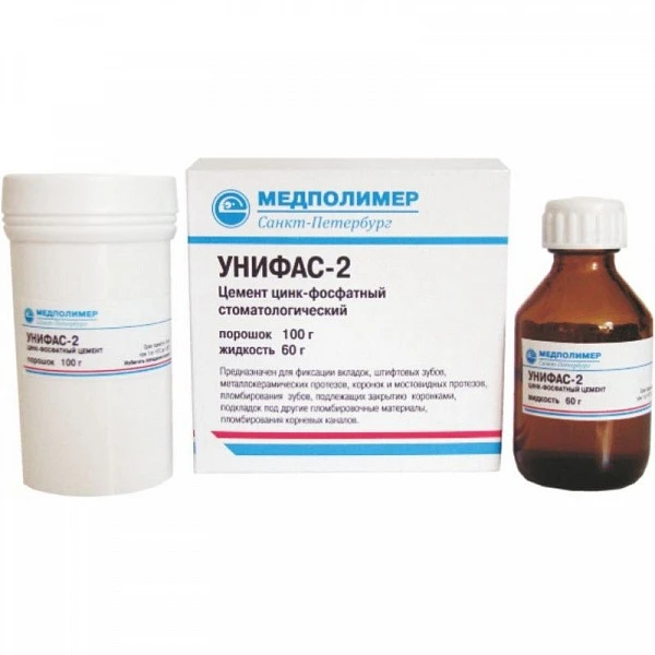 Купить Унифас-2 цемент цинк-фосфатный, порошок 100г, жидкость 60 мл (Медполимер)